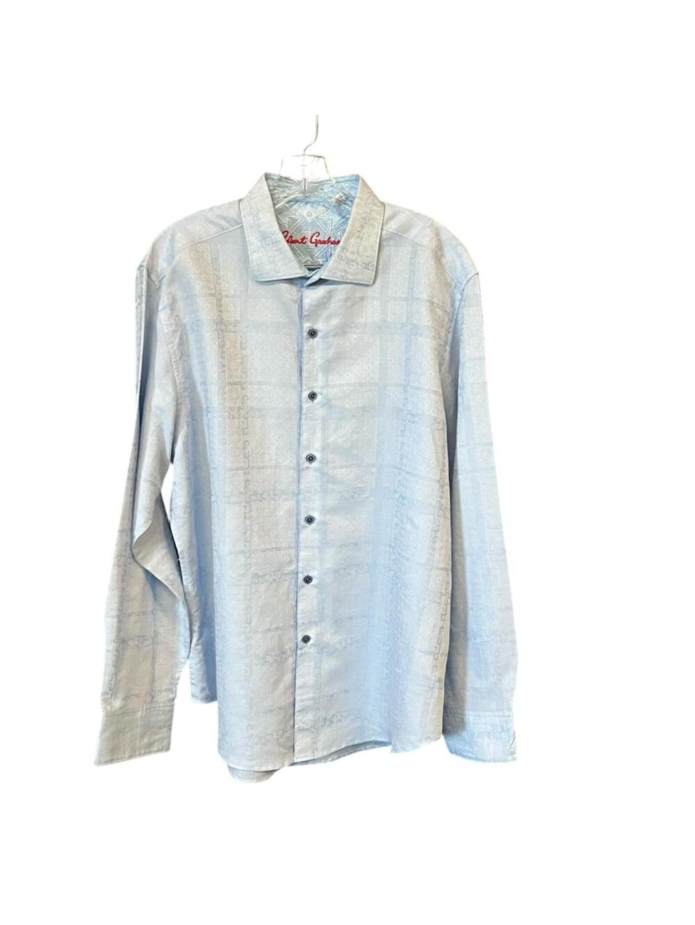 Robert Graham Mens XL Linen Cotton Button Shirt Blue Jacquard Classic Fit EUC
